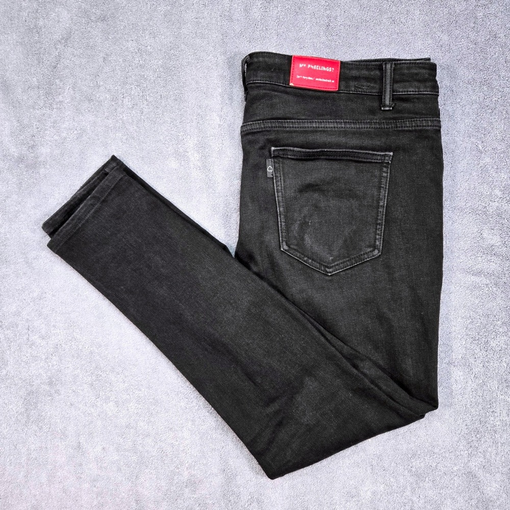 Pheelings Distressed Jeans Mens 38(40)x32 Black Excellent Ripped Slim Streetwear